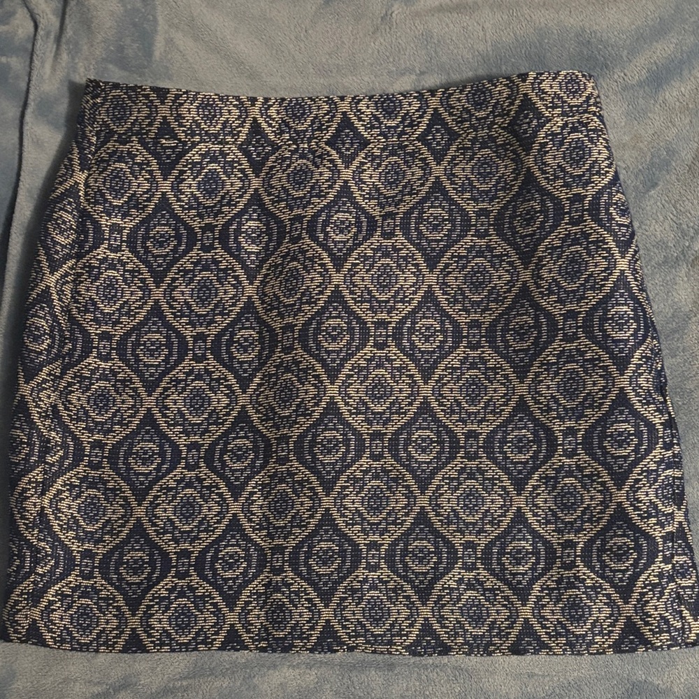 J. Crew Navy and Cream Patterned Pencil Skirt